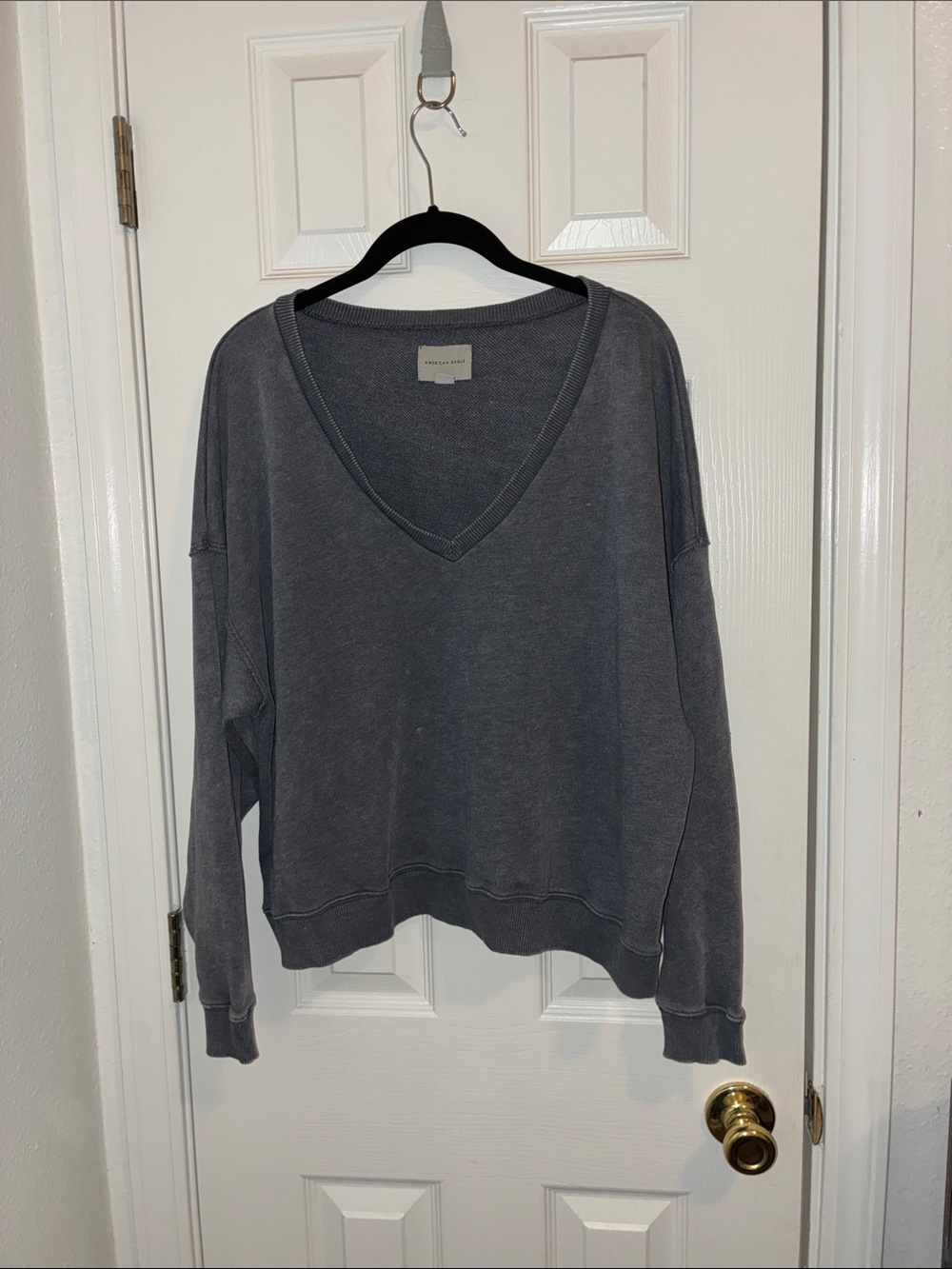 Oversized slouchy Charcoal V-Neck Sweater